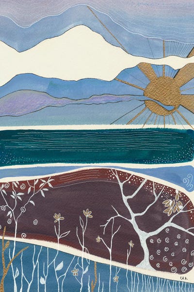 Hidden Hale: Coastal Landscape With A Gold Sun by Hidden Hale