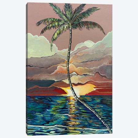 Palm With A Purple Sky Canvas Print #HDH35} by Hidden Hale Canvas Art Print