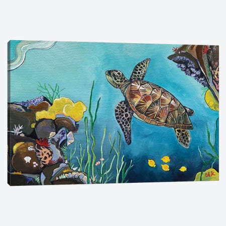 Honu Under The Sea Canvas Print #HDH37} by Hidden Hale Art Print