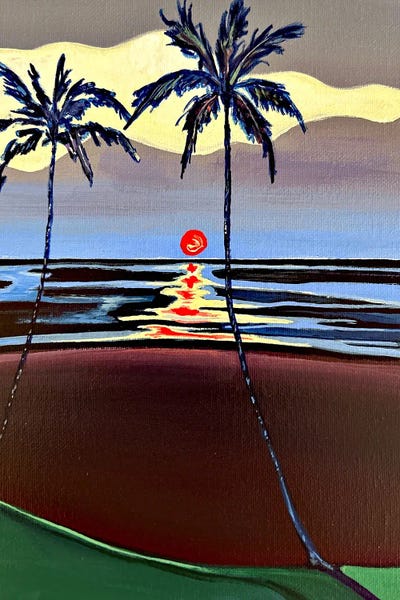 Hidden Hale: Purple Sunset With Palm Silhouettes by Hidden Hale