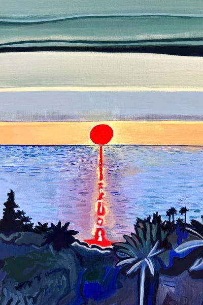 Lake Sunrises & Sunsets: Red Sun Over A Calm Sea by Hidden Hale