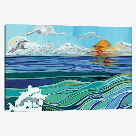 Setting Sun On A Lazy Sea Canvas Print #HDH5} by Hidden Hale Canvas Art Print