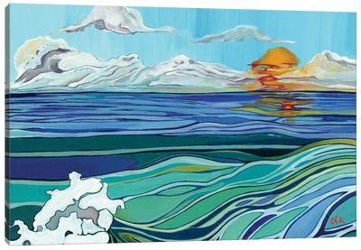 Setting Sun On A Lazy Sea Canvas Art Print - Hidden Hale