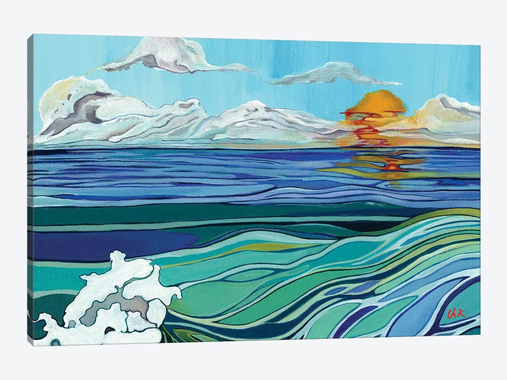 Setting Sun On A Lazy Sea by Hidden Hale 1-piece Canvas Art