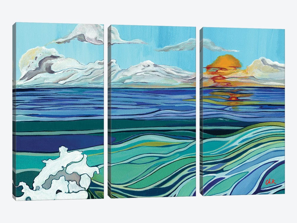 Setting Sun On A Lazy Sea by Hidden Hale 3-piece Canvas Wall Art