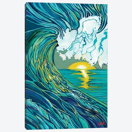 Yellow Glow On A Wave Canvas Print #HDH6} by Hidden Hale Art Print