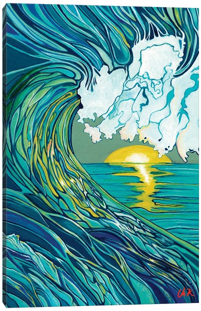 Yellow Glow On A Wave Canvas Art Print - Hidden Hale