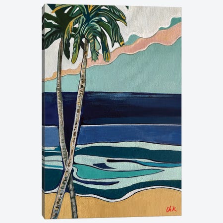 Two Palms On A Beach Canvas Print #HDH7} by Hidden Hale Canvas Print