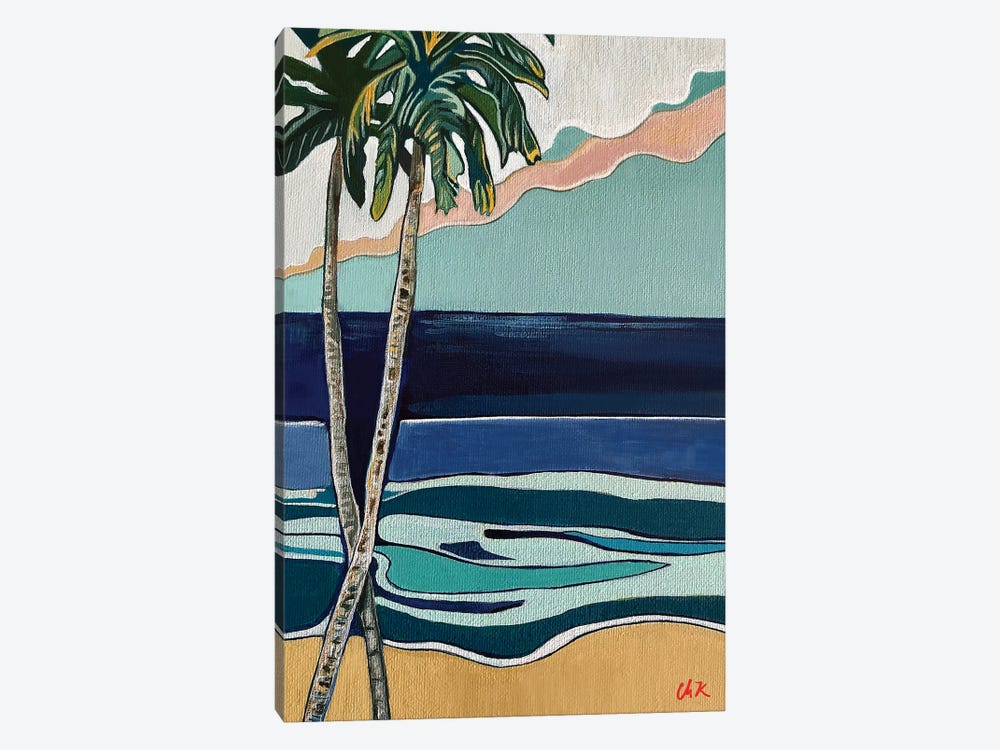 Two Palms On A Beach by Hidden Hale 1-piece Canvas Artwork