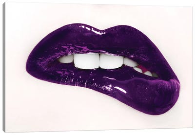 Julie G. In Glossy Purple Canvas Art Print - Erotic Art