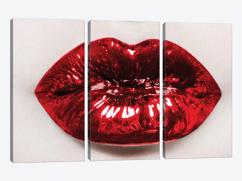 Julie G. In Glossy Red by Herve Dunoyer 3-piece Canvas Wall Art