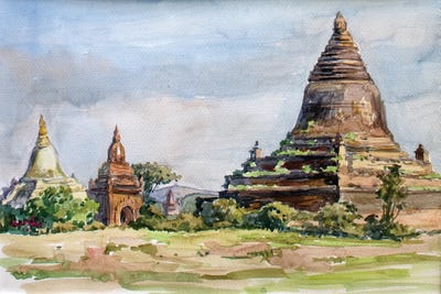 Bagan Ancient Pagodas by CountessArt canvas print
