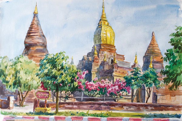 Pagodas: Bagan Buddhist Temple by CountessArt