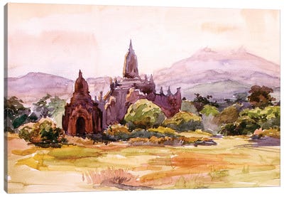 Bagan Hot Midday Canvas Art Print - Pagodas