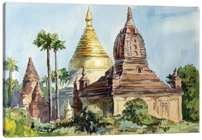 Bagan Pagodas Through Ages Canvas Art Print
