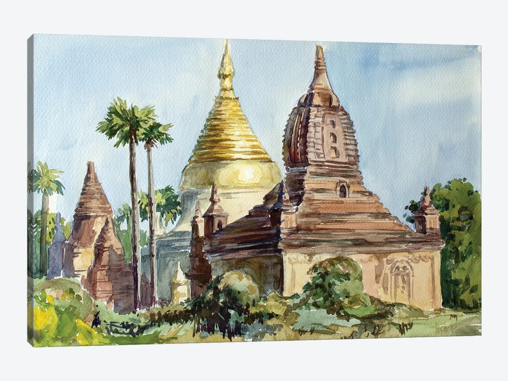 Bagan Pagodas Through Ages by CountessArt 1-piece Art Print