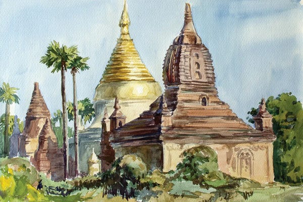 Burma (Myanmar): Bagan Pagodas Through Ages by CountessArt