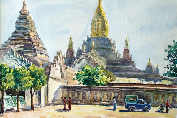 Burma (Myanmar): Bagan Principal Budhist Pagoda by CountessArt