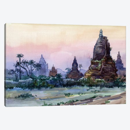 Bagan Sunrise Canvas Print #HDV108} by CountessArt Canvas Wall Art