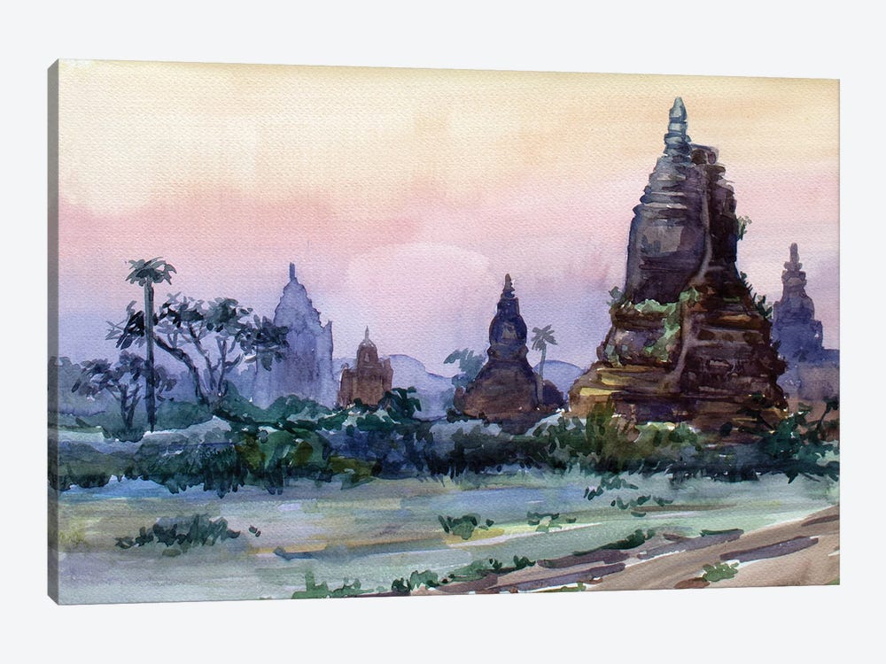 Bagan Sunrise by CountessArt 1-piece Canvas Art Print