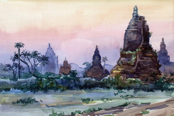 Southeast Asian Culture: Bagan Sunrise by CountessArt