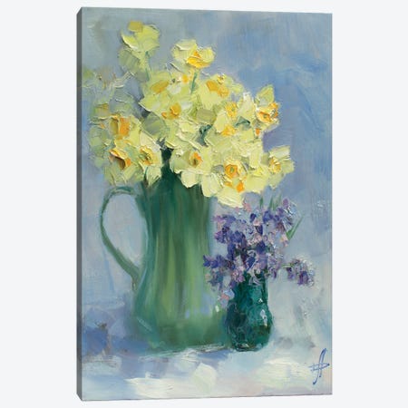 Bouquet Of Daffodils And Hyacinths Canvas Print #HDV118} by CountessArt Canvas Art Print