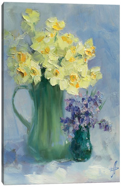 Bouquet Of Daffodils And Hyacinths Canvas Art Print - Daffodil Art