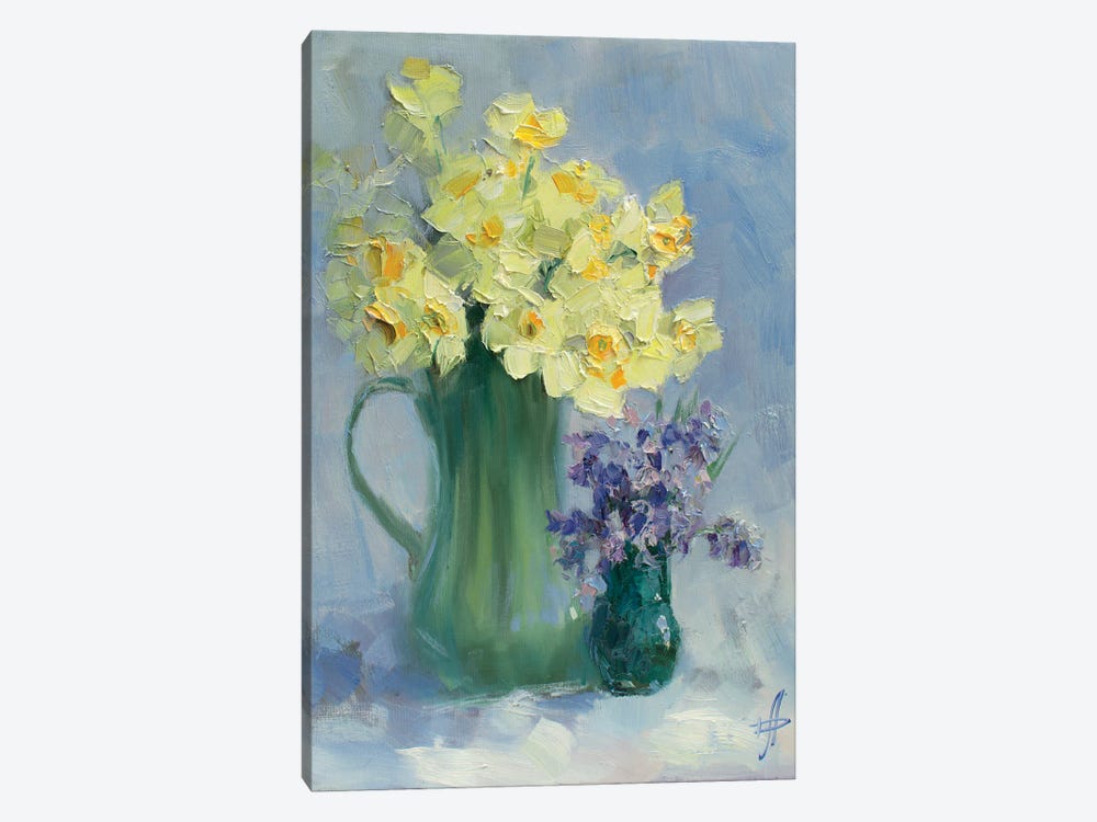 Bouquet Of Daffodils And Hyacinths by CountessArt 1-piece Canvas Artwork
