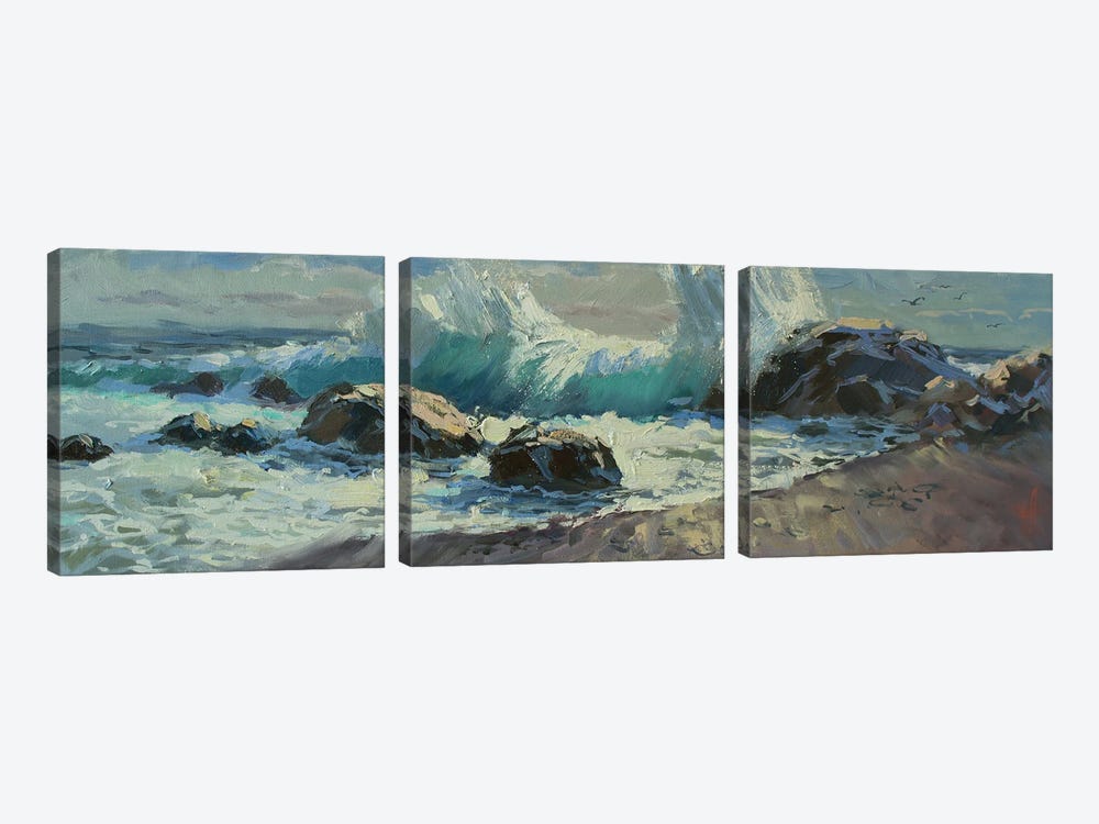 Breaking Waves by CountessArt 3-piece Canvas Art Print