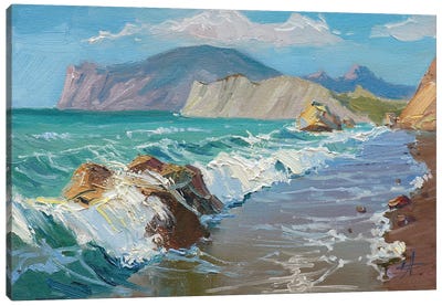 Breaking Waves Canvas Art Print - Rocky Beach Art
