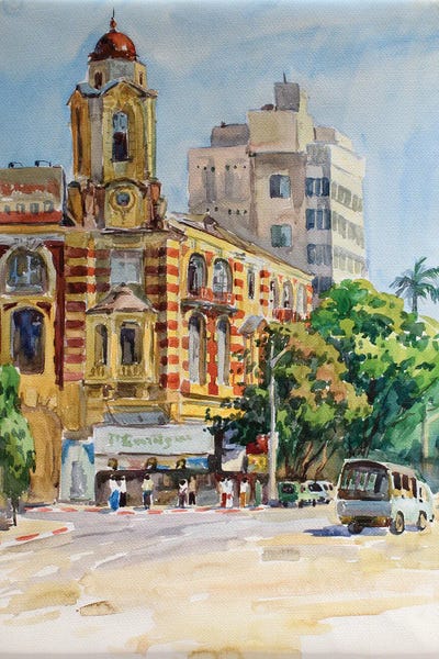 Burma Downtown Of Yangon City by CountessArt canvas print