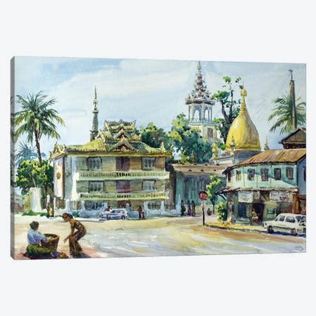 Burma Yangon Square Canvas Print #HDV127} by CountessArt Art Print