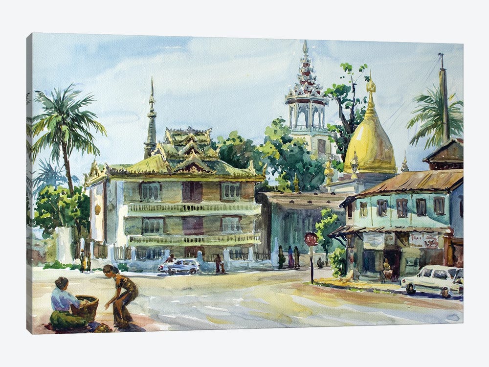 Burma Yangon Square by CountessArt 1-piece Canvas Art