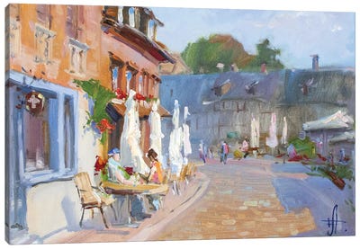 Cafe On The Market Place Canvas Art Print - CountessArt