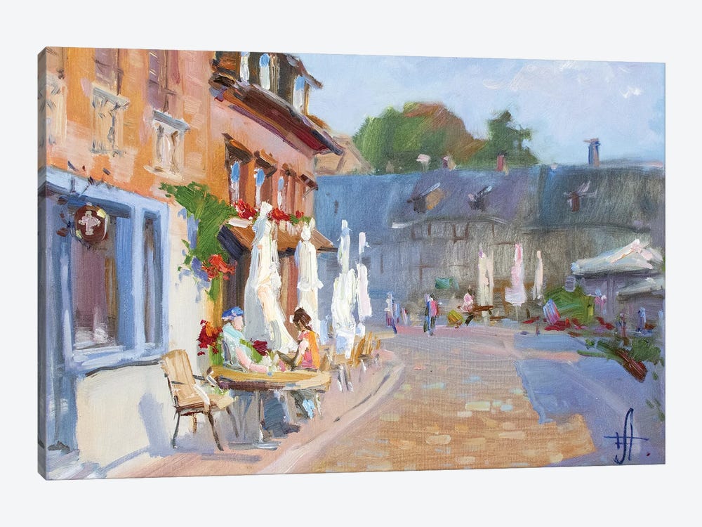 Cafe On The Market Place by CountessArt 1-piece Canvas Wall Art
