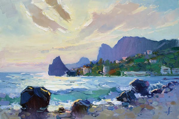 Pastel Impressionism: Breaking Waves Priboy U Semeiza by CountessArt