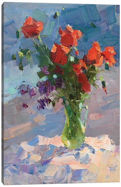 Field Poppies On The Beach Canvas Art Print - CountessArt