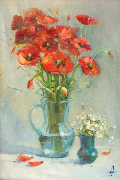 Field Red Flowers by CountessArt framed wall art