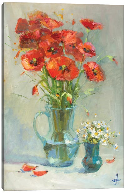 Field Red Flowers Canvas Art Print - CountessArt