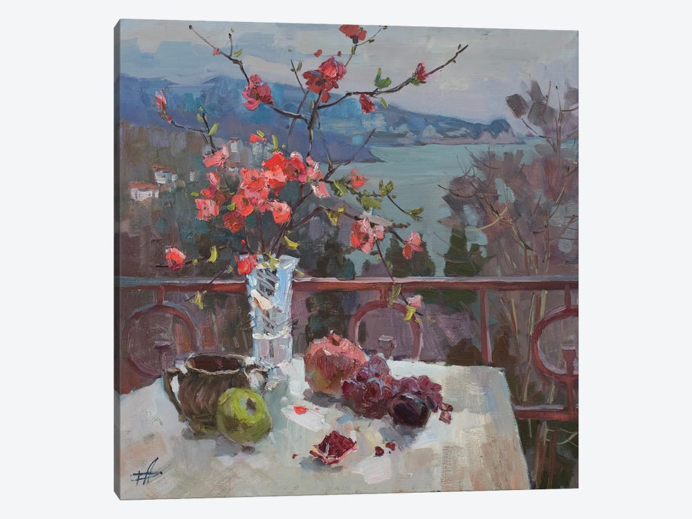 Japanese Quince Still Life by CountessArt 1-piece Canvas Art