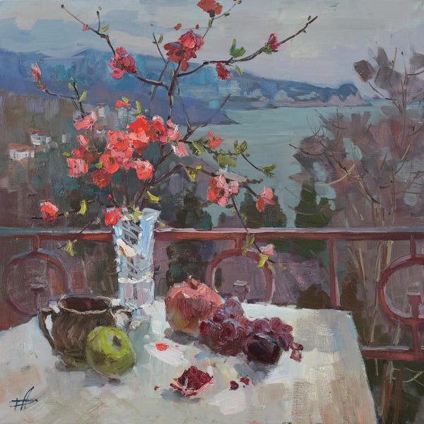 CountessArt: Japanese Quince Still Life by CountessArt