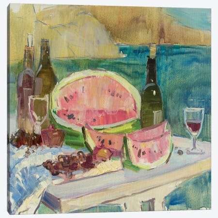 Juicy Watermelon And See Of Red Wine Canvas Print #HDV157} by CountessArt Canvas Artwork