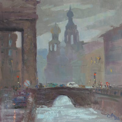 Kazansky Bridge Saint Petersburg by CountessArt framed canvas print