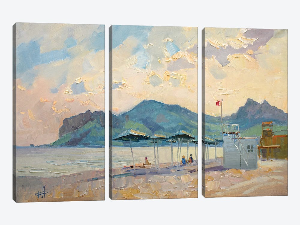 Koktebel Longe Beach by CountessArt 3-piece Canvas Print
