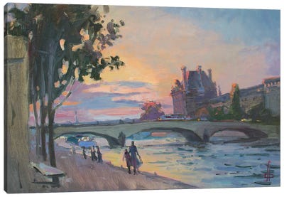 La Seine Riverside Luvre France Canvas Art Print - Artistic Travels