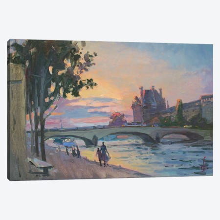 La Seine Riverside Luvre France Canvas Print #HDV164} by CountessArt Canvas Art Print