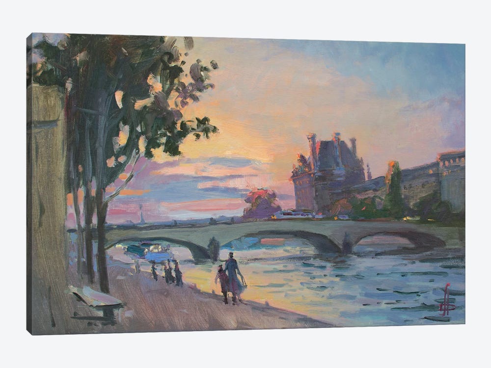 La Seine Riverside Luvre France by CountessArt 1-piece Art Print