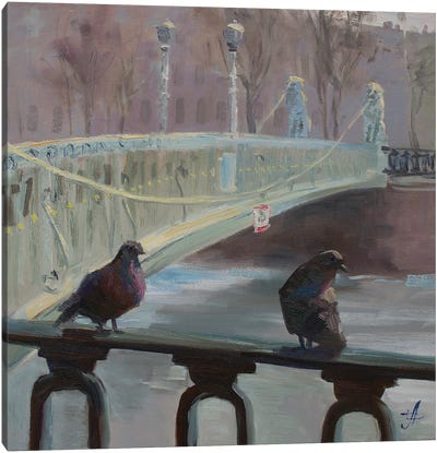 Lions Bridge Saint Petersburg Canvas Art Print
