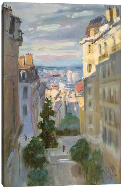 Monmantre Slope Paris France Canvas Art Print - CountessArt