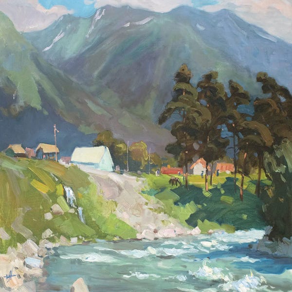 Villages & Towns: Mountain Stream In Arkhyz by CountessArt